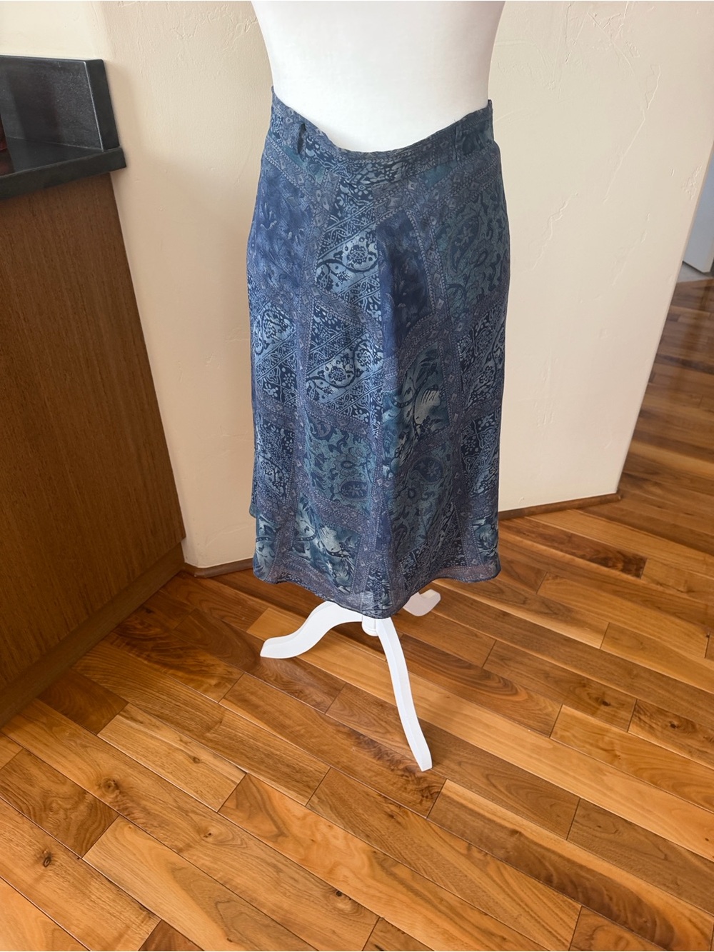Cynthia Steffe Blue Paisley A-Line Midi Skirt